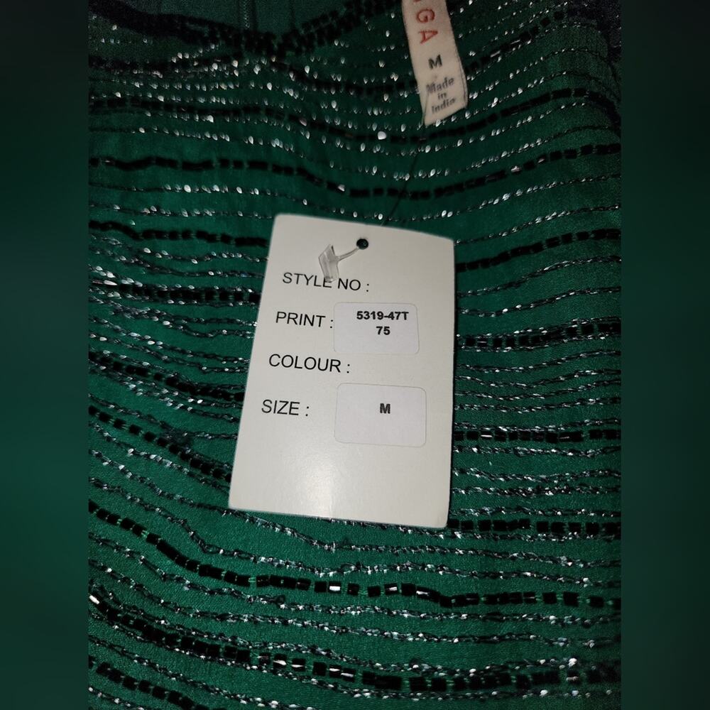 Anthropologie Raga Dress Womens M Silk Beaded Sleeveless Green Holiday New Years - Picture 4 of 12